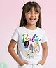 Barbie By Tiny Girl Knit Mattel Featuring Half Sleeves Barbie Printed Top - White