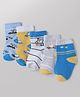 Doodle Poodle Cotton Blend Knit Ankle Length Socks With Vehicle Design Pack Of 5 - Blue & White