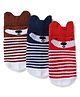 Doodle Poodle Cotton Mix Knit Ankle Length Socks with Animal Striped Print in Brown Pack of 2