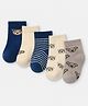 Doodle Poodle Cotton Mix Knit Ankle Length Socks With Bear Print Pack of 5 in Navy Blue Grey