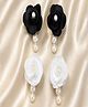 Daizy Set Of 2 Pearl Embellished Floral Applique Detailed Alligator Hair Clips - White