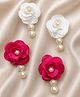Daizy Set Of 2 Pearl & Floral Applique Detailed Alligator Hair Clips - White
