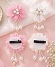 Daizy Set Of 2 Pearl & Stone Embellished Floral Applique Detailed Alligator Hair Clips - White