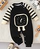 Mark & Mia Cotton Mix Full Sleeves Winter Wear Romper With Watch Applique - Black
