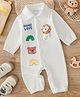 Mark & Mia Cotton Mix Full Sleeves Winter Wear Romper With Animal Applique - White