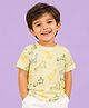Kidbea Cotton Knit Half Sleeves Dinosaurs Printed Tee - Cream