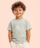 Kidbea Cotton Knit Half Sleeves Whale Printed Tee - Grey