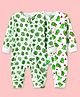 Kidbea Cotton Woven Pack Of 2 Full Sleeves Leaves & Dinosaur Printed Rompers - White