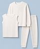 Pine Kids Cotton Mixes Knit Solid Thermal Inner Wear Set with Full Sleeves - White