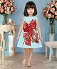 PinkCow Satin Woven Sleeveless Bow Printed Dress - Light Blue