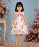 PinkCow Satin Woven Sleeveless Floral & Fairies Printed Dress - Baby Pink