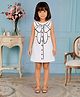 PinkCow Satin Woven Sleeveless Bow Printed Dress - White
