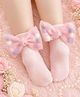 Flaunt Chic Cotton Blend Knit Bow Applique Detailed Socks - Pink