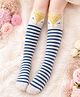 Flaunt Chic Striped & Doe Face Printed Socks - Blue