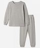 Pine Kids Cotton Knit Full Sleeves Solid Vest and Pant Thermal Inner Wear Set in Grey
