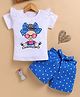 NUTTY BUTTY Sinker Knit Half Sleeves Girl Printed Top & Shorts Set - Blue