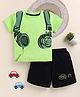 NUTTY BUTTY Sinker Knit Half Sleeves Headphones Printed Top & Shorts Set - Neon Green