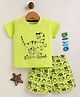 NUTTY BUTTY Sinker Knit Half Sleeves Dinosaur Printed Tee & Shorts Set - Neon Green