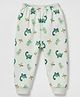 Pink Rabbit Fleece Knit Full Length Jogger Fit Lounge Pant with Dinosaurs Print in Green