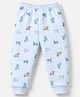 Pink Rabbit Cotton Knit Fleece Full Length Joggers with Puppy Print in Light/Sky Blue