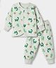 Pink Rabbit Fleece Knit Full Sleeves Winter Wear Night Suit With Animal Print - Green