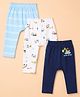 Babyhug Cotton Knit Full Length Diaper Leggings With Vehicle Print Pack of 3 - Blue White Light Blue