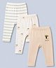 Babyhug Cotton Knit Full Length Diaper Leggings with Giraffe Print Pack of 3 in White Peach