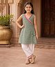 Bitiya By Bhama Chanderi Woven Sleeveless Gota Lace Emellished & Ethnic Motif Printed Kurti & Farsi Salwar Set - Green