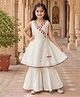 Bitiya By Bhama Chanderi Woven Sleeveless Gota Lace Embellished & Floral Motif Design Thread Work Detailed Kurti Sharara Set - Off White