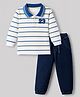 Babyhug Single Jersey Knit Denim Full Sleeves T-Shirt and Jeans with Full Length and 23 Applique in Blue