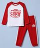 Honeyhap Premium 100% Cotton Knit Single Pajama & T-Shirt Night Suit with Full Raglan Sleeves with Bio Finish & Dream Crew Text Print - Mars Red
