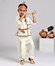 Dapper Dudes Cotton Silk Full Sleeves Kurta Dhoti & Mukut With Belt & Flute Set - White
