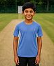 Trainiks Knit Half Sleeves Brand Logo Printed Colour Blocked Tee - Sky Blue
