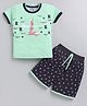 URBAN KOOL Knitted Knit Half Sleeves Typography Printed Tee & Shorts Set - Seagreen
