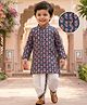 Tiny Bugs Organic Cotton Woven Full Sleeves Floral Printed Kurta & Dhoti Set - Grey
