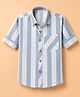 Radutu Cotton Woven Striped Shirt with Full Sleeves in Light/Sky Blue for 2-3 Years