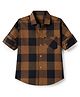 Radutu Cotton Woven Checks Shirt with Full Sleeves and Buffalo Checks Print in Brown for 2-3 Years