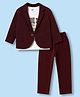 Radutu Embosis Hosiery Woven Full Sleeve Blazer With Waving Printed T-shirt & Trouser Set - Wine & White