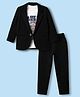 Radutu Embosis Hosiery Woven Full Sleeve Blazer With Waving Printed T-shirt & Trouser Set - Black & White