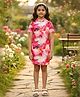 STH Knitted Knit Half Sleeves Marble Printed Dress - Pink