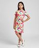 STH Knitted Knit Half Sleeves Marble Printed Dress - Pink