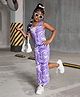 STH Knitted Woven Sleeveless Marble Printed Dress - Purple