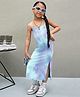 STH Knitted Woven Sleeveless Marble Printed Dress - Light Blue
