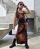 STH Knitted Woven Sleeveless Marble Printed Dress - Brown