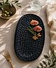 VOIDROP Premium Ceramic Appetizer Plate , Elegant Oval Serving Platter for Snacks, Sushi, Desserts & Starters , Textured Stoneware Snack Plate
