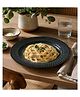 VOIDROP Luxury Dark Blue Ceramic Pasta Plate Textured Dinner Plate for Pasta, Salad & Fine Dining Presentation