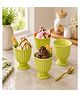 VOIDROP Lime Blossom Ceramic Ice Cream Cup Set of 4, 160 ML Footed Dessert Bowl for Ice Cream, Sundaes, Pudding, Mousse, Custard & Frozen Treats