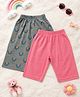 Parrot Crow Cotton Knit Pack Of 2 Solid & Rainbows Printed Capris Shorts - Grey & Pink