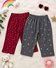 Parrot Crow Cotton Knit Pack Of 2 Abstract Motifs  & Stars Printed Capris Shorts - Grey & Maroon