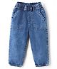Babyhug 100% Cotton Washed Denim Full Length Joggers with Elasticated Pull Ons in Blue